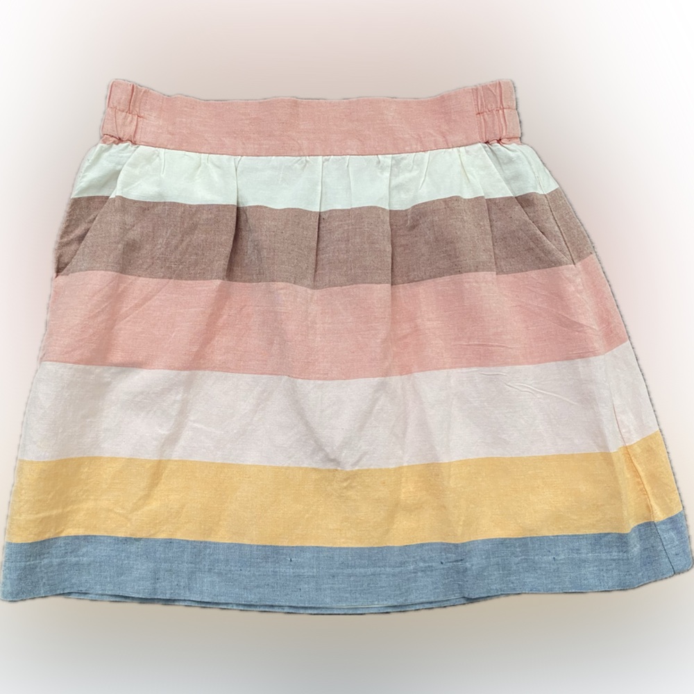 LOFT Striped Linen Stroll Skirt w/ Pockets - Size Medium - NWT